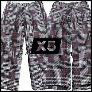 X5 Powder Room Black/White/Pink Houndstooth Snowboard Pants (S)